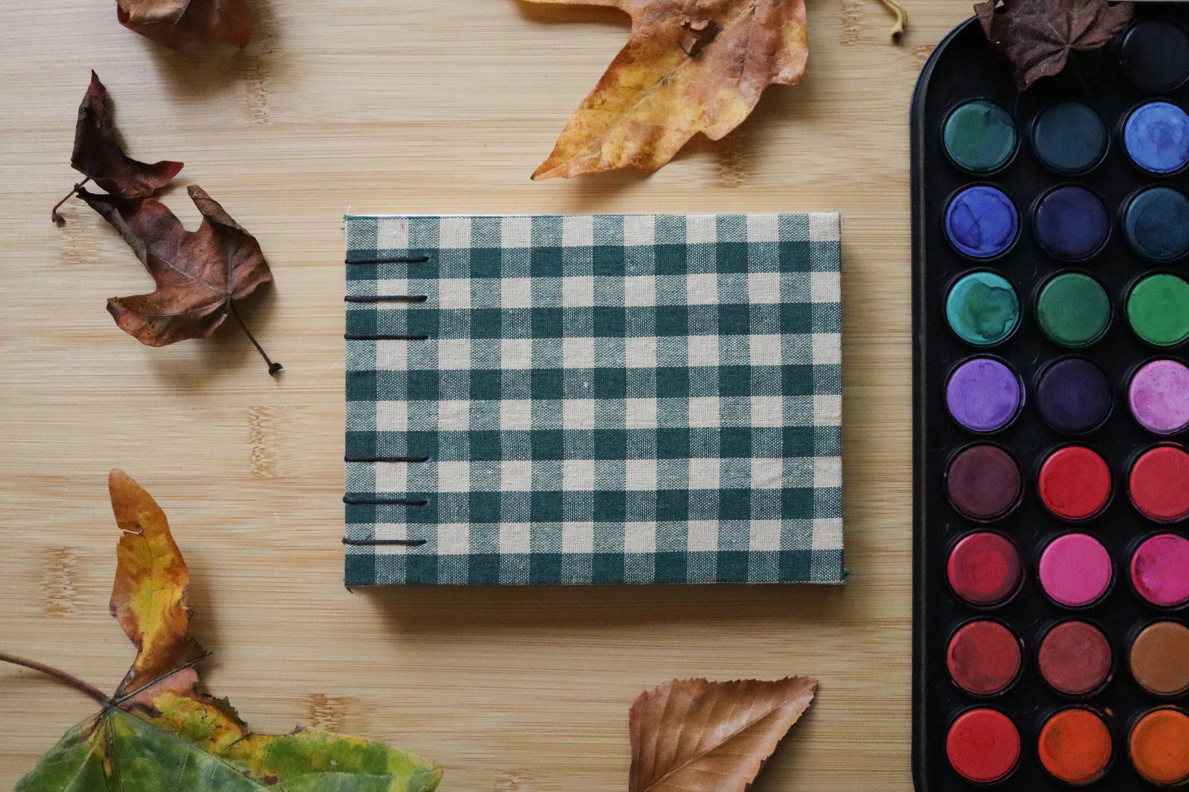Sketchbook No. 3 – 6x4.5" Handmade Watercolor Sketchbook, Fall Plaid Collection