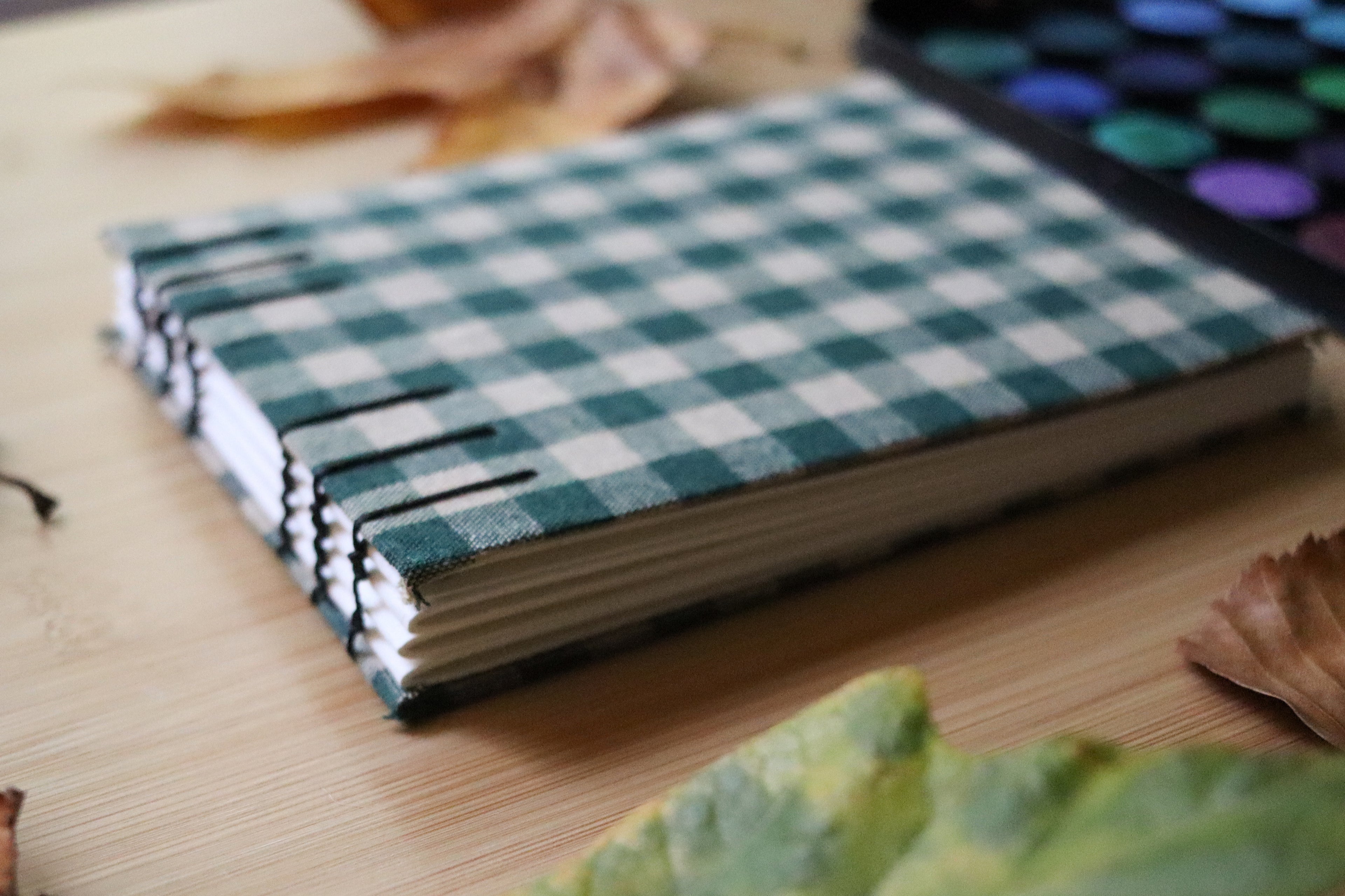 Sketchbook No. 3 – 6x4.5" Handmade Watercolor Sketchbook, Fall Plaid Collection