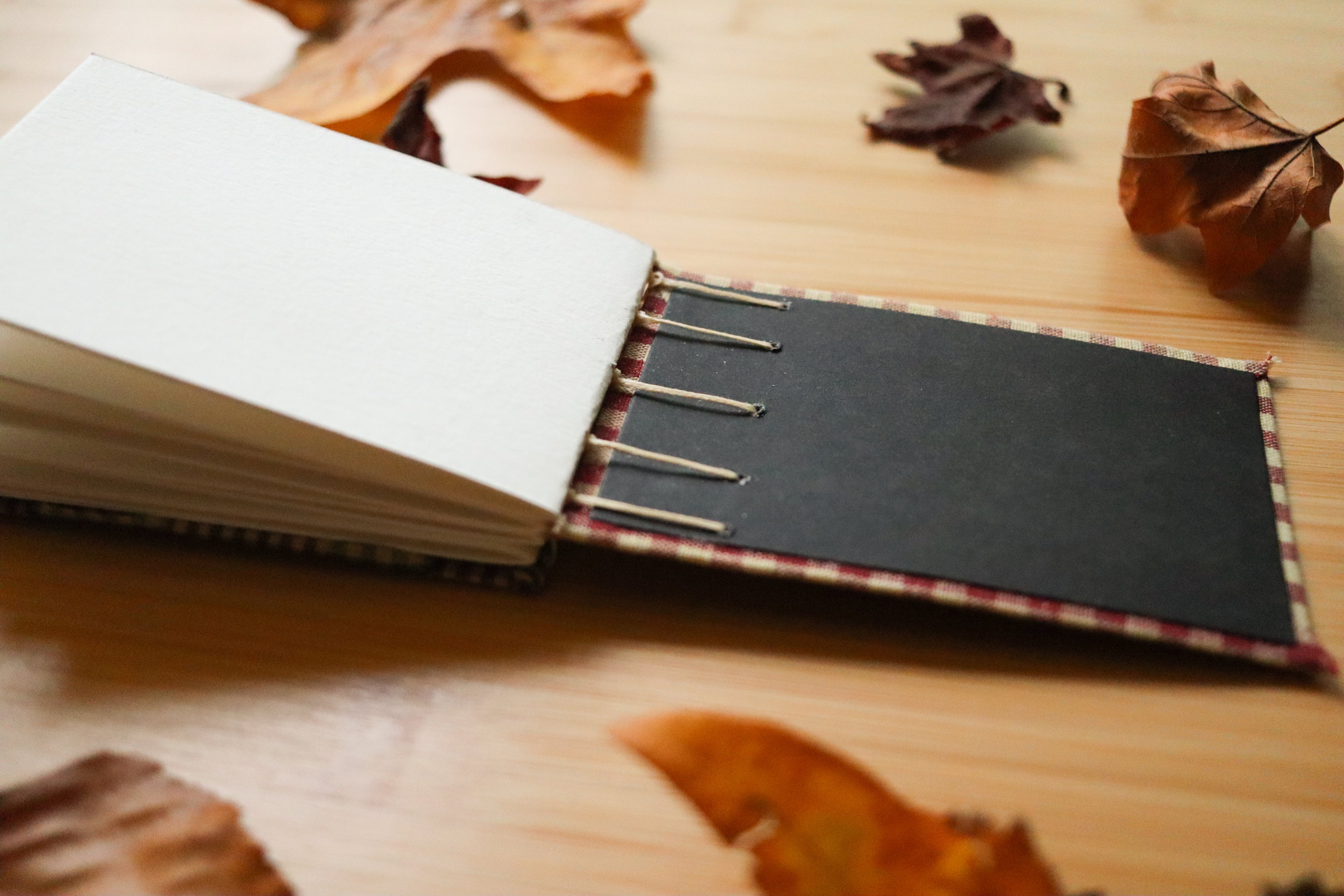 Sketchbook No. 4 – 4.5x3" Handmade Watercolor Sketchbook, Fall Plaid Collection