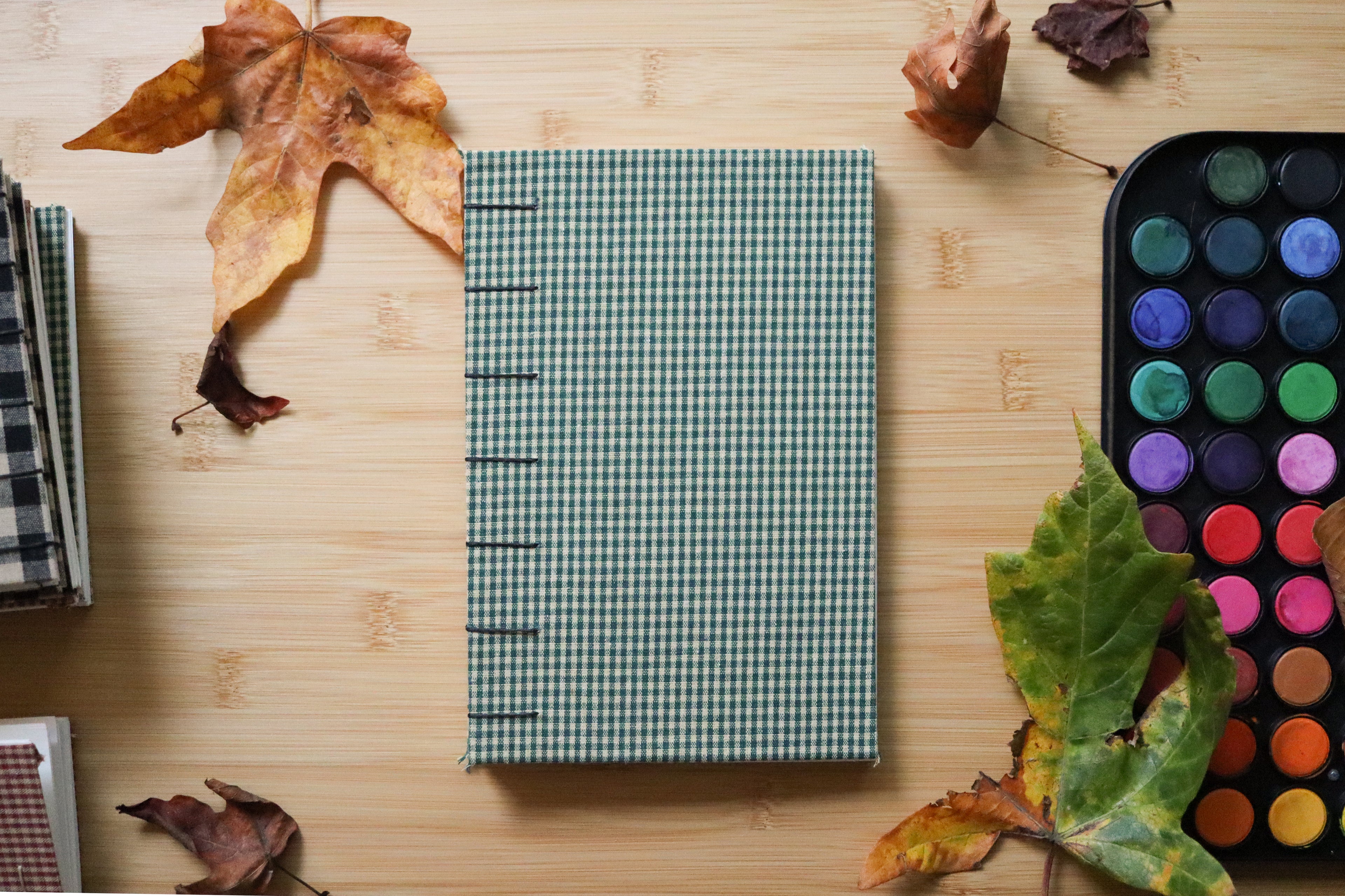Sketchbook No. 5 – 6x9" Handmade Watercolor Sketchbook, Fall Plaid Collection