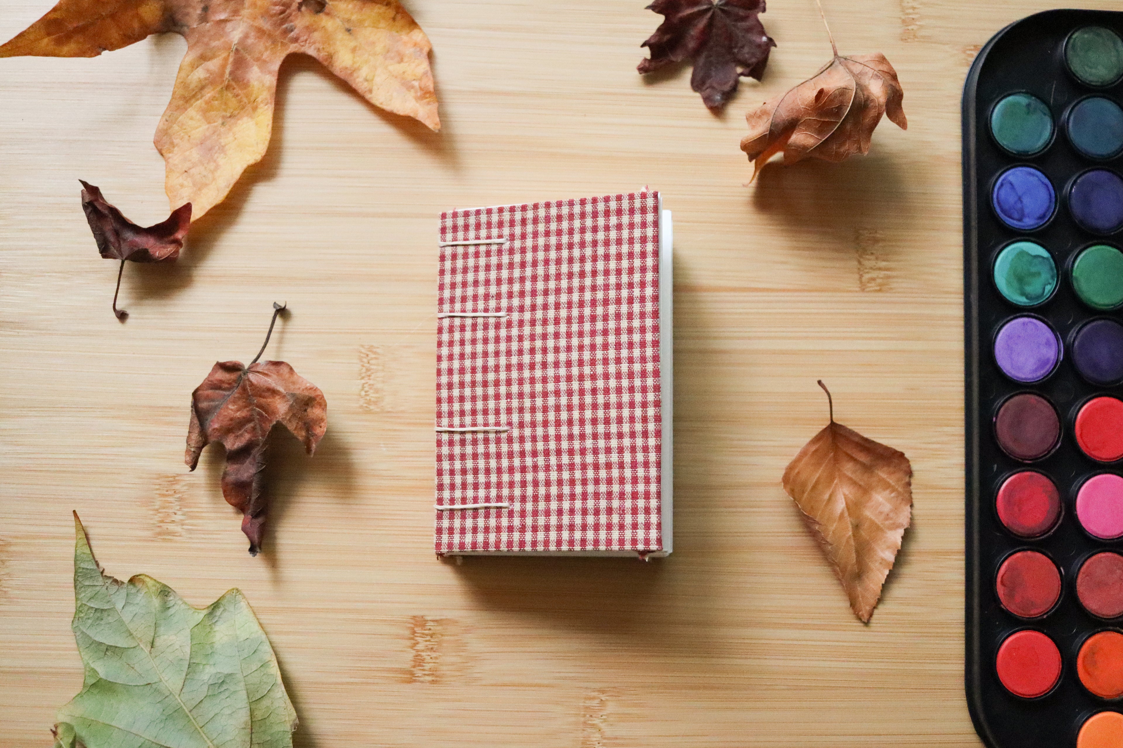 Sketchbook No. 6 – 3x4.5" Handmade Watercolor Sketchbook, Fall Plaid Collection