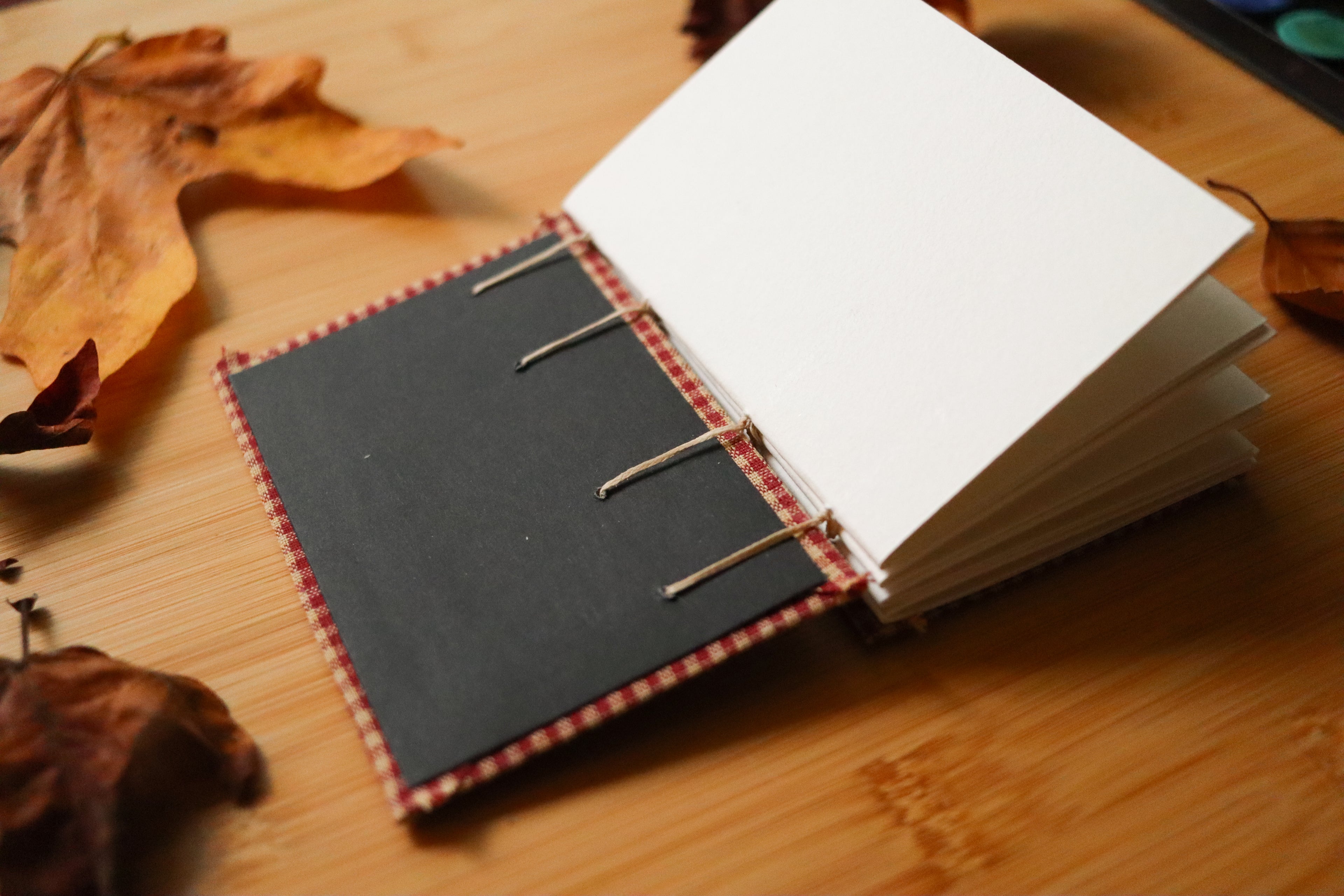 Sketchbook No. 6 – 3x4.5" Handmade Watercolor Sketchbook, Fall Plaid Collection
