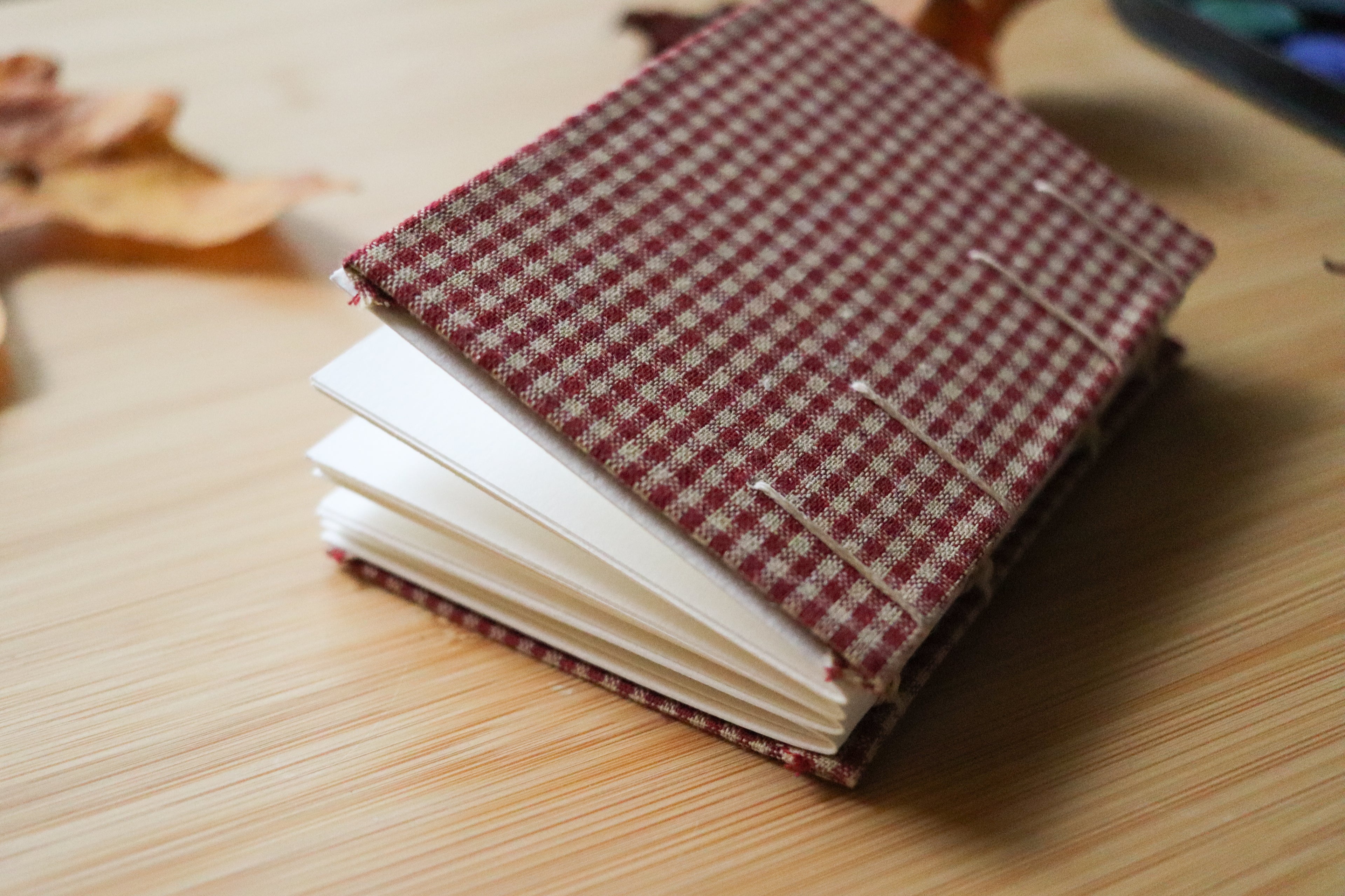 Sketchbook No. 6 – 3x4.5" Handmade Watercolor Sketchbook, Fall Plaid Collection