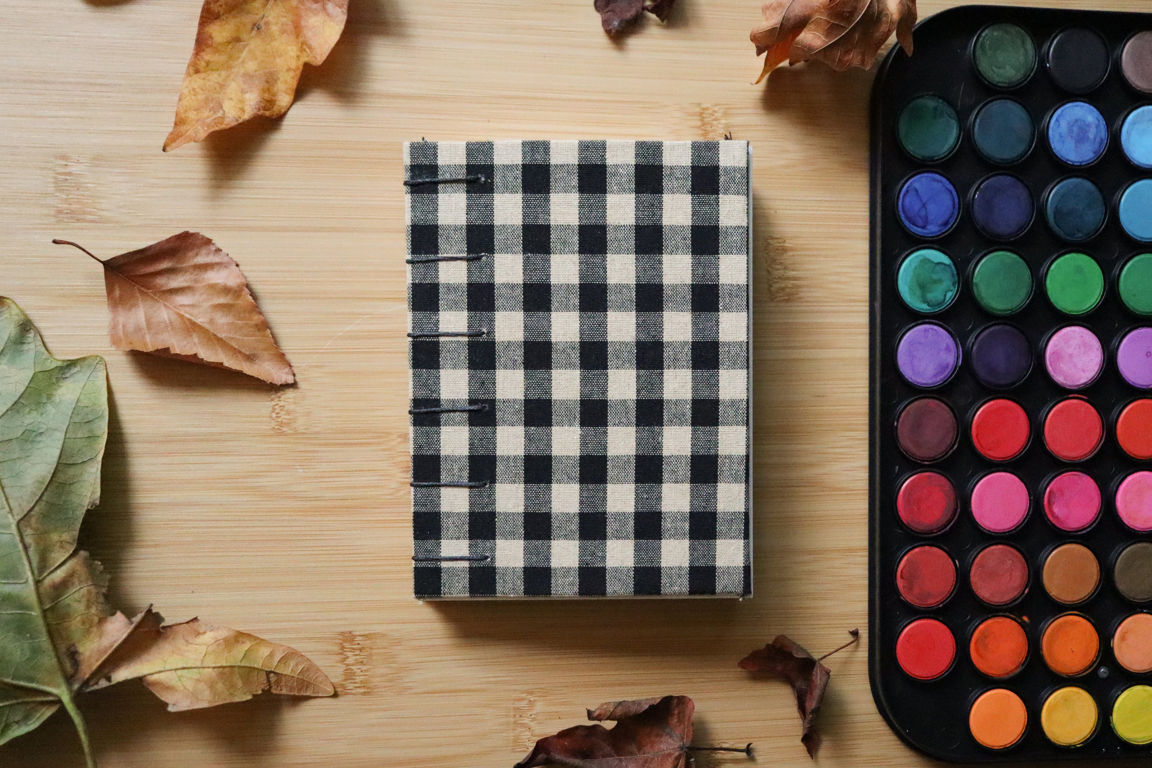 Sketchbook No. 9 – 4.5x6" Handmade Watercolor Sketchbook, Fall Plaid Collection