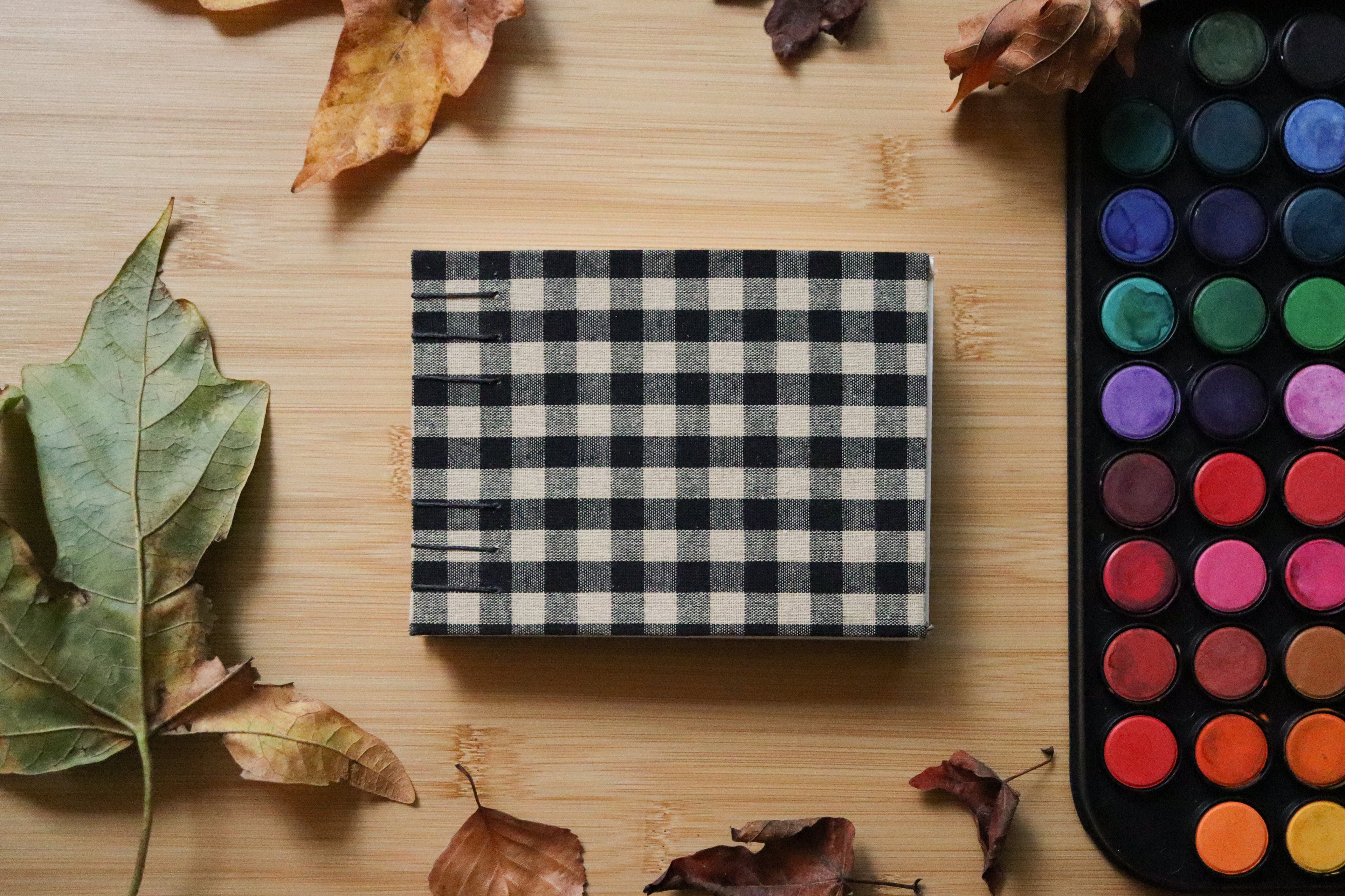 Sketchbook No. 10 – 6x4.5" Handmade Watercolor Sketchbook, Fall Plaid Collection