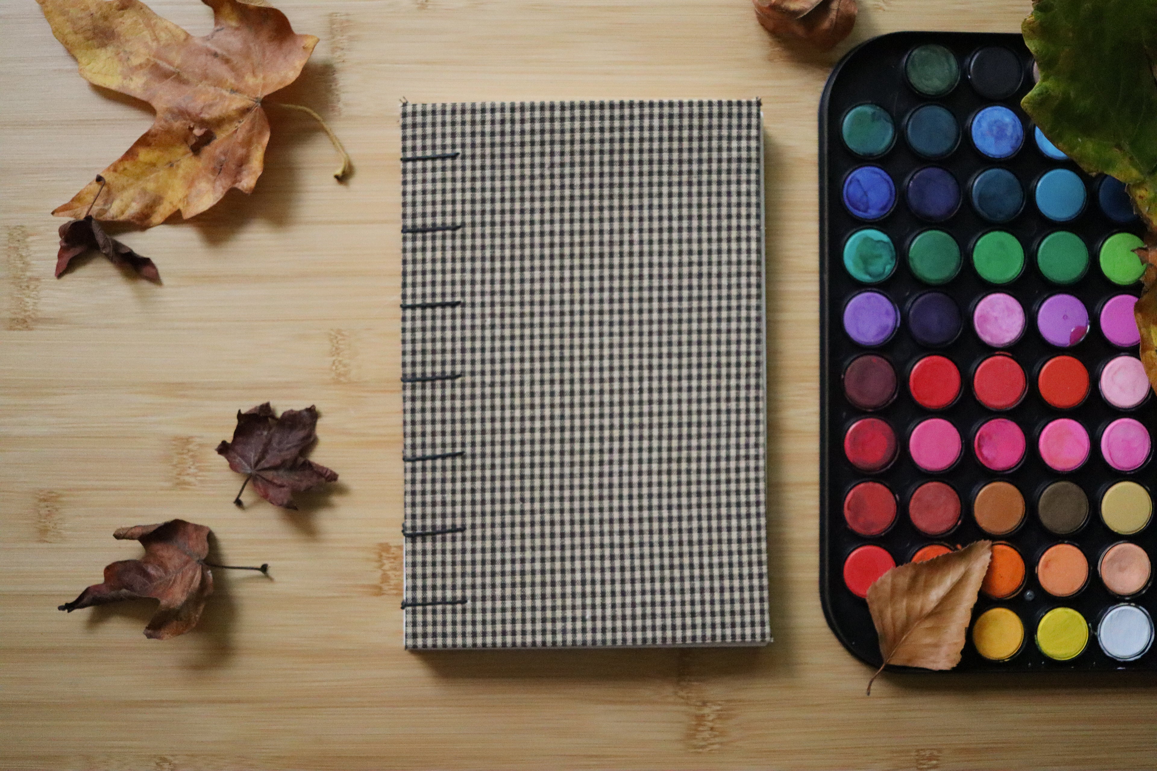 Sketchbook No. 1 – 6x9" Handmade Watercolor Sketchbook, Fall Plaid Collection