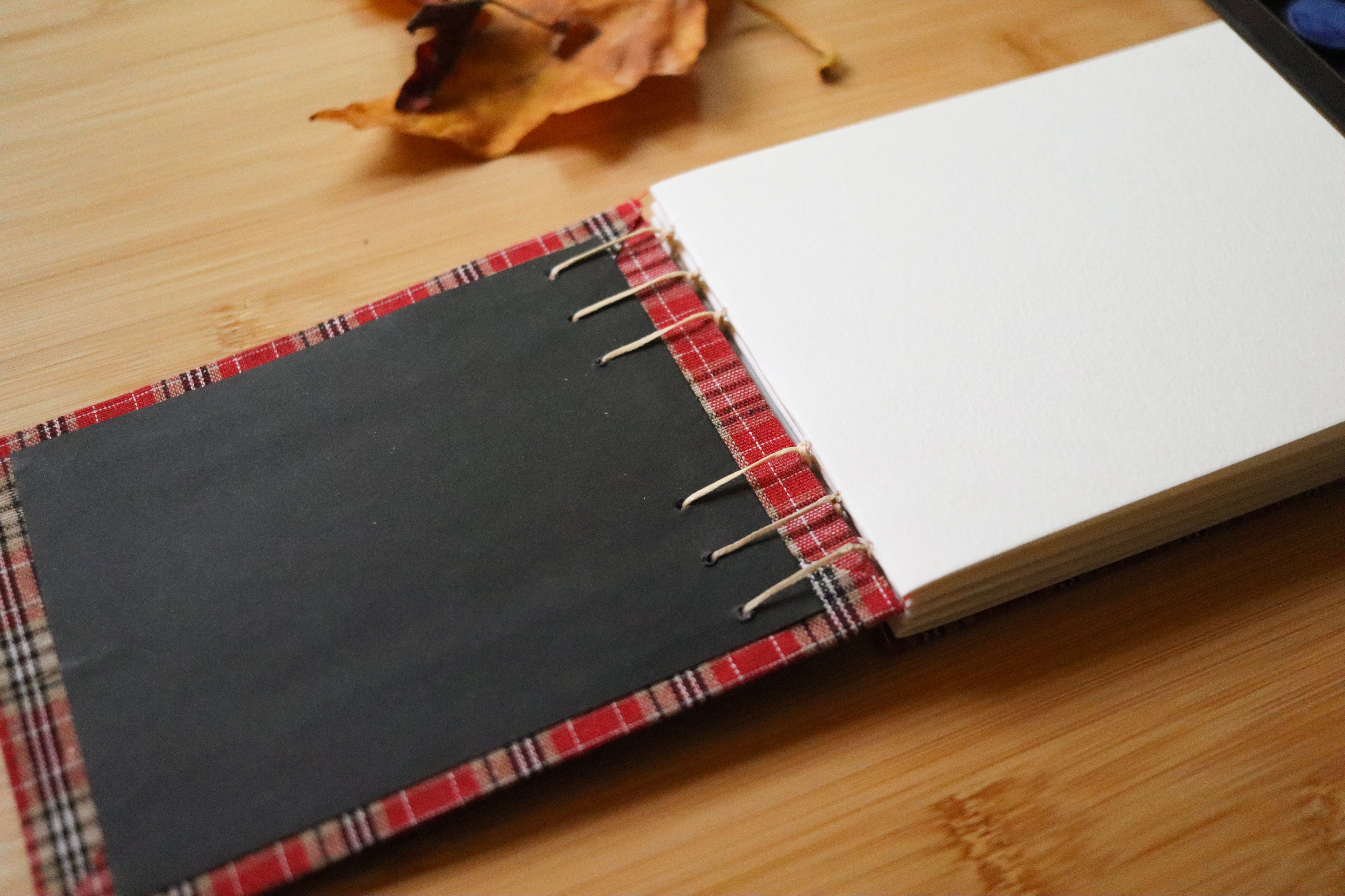 Sketchbook No. 2 – 6x4.5" Handmade Watercolor Sketchbook, Fall Plaid Collection