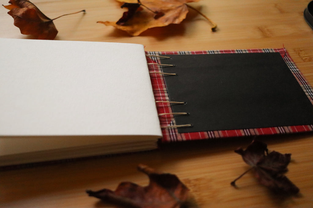 Sketchbook No. 2 – 6x4.5" Handmade Watercolor Sketchbook, Fall Plaid Collection