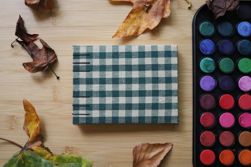 Sketchbook No. 3 – 6x4.5" Handmade Watercolor Sketchbook, Fall Plaid Collection