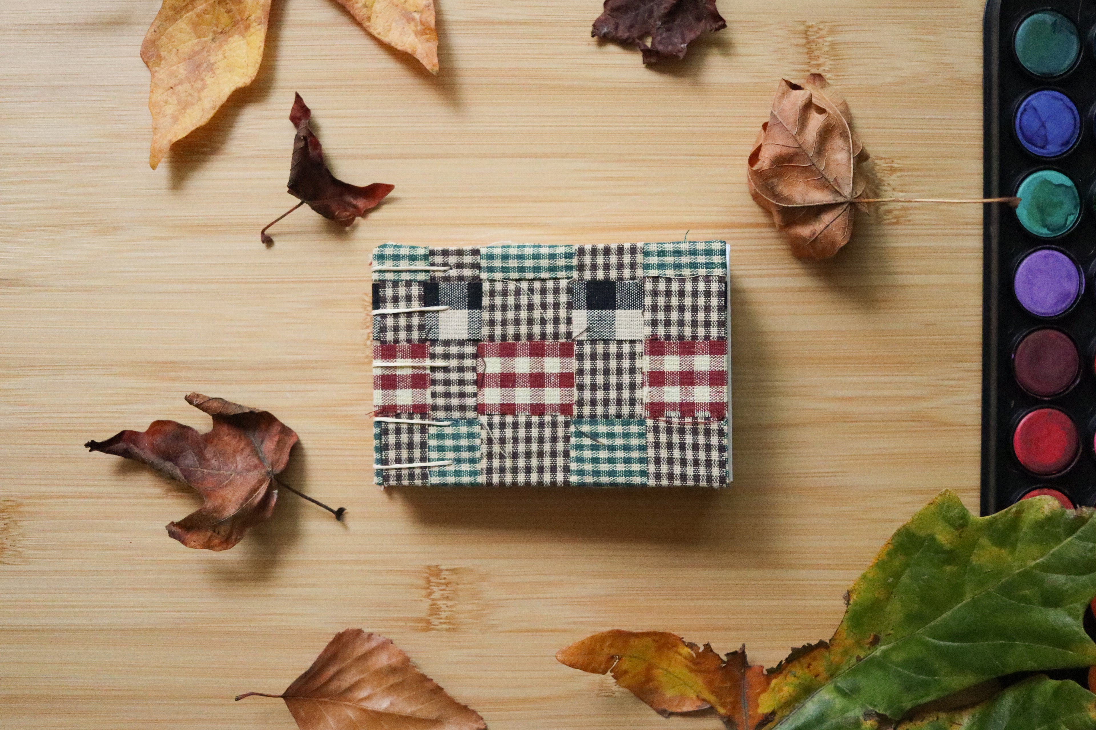 Sketchbook No. 4 – 4.5x3" Handmade Watercolor Sketchbook, Fall Plaid Collection