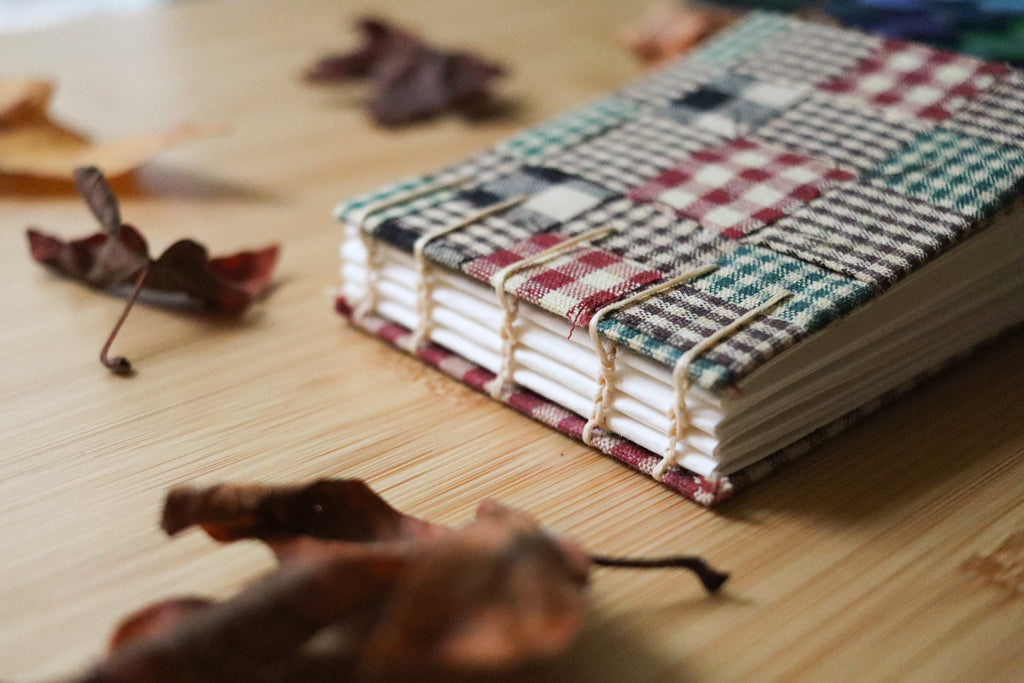 Sketchbook No. 4 – 4.5x3" Handmade Watercolor Sketchbook, Fall Plaid Collection