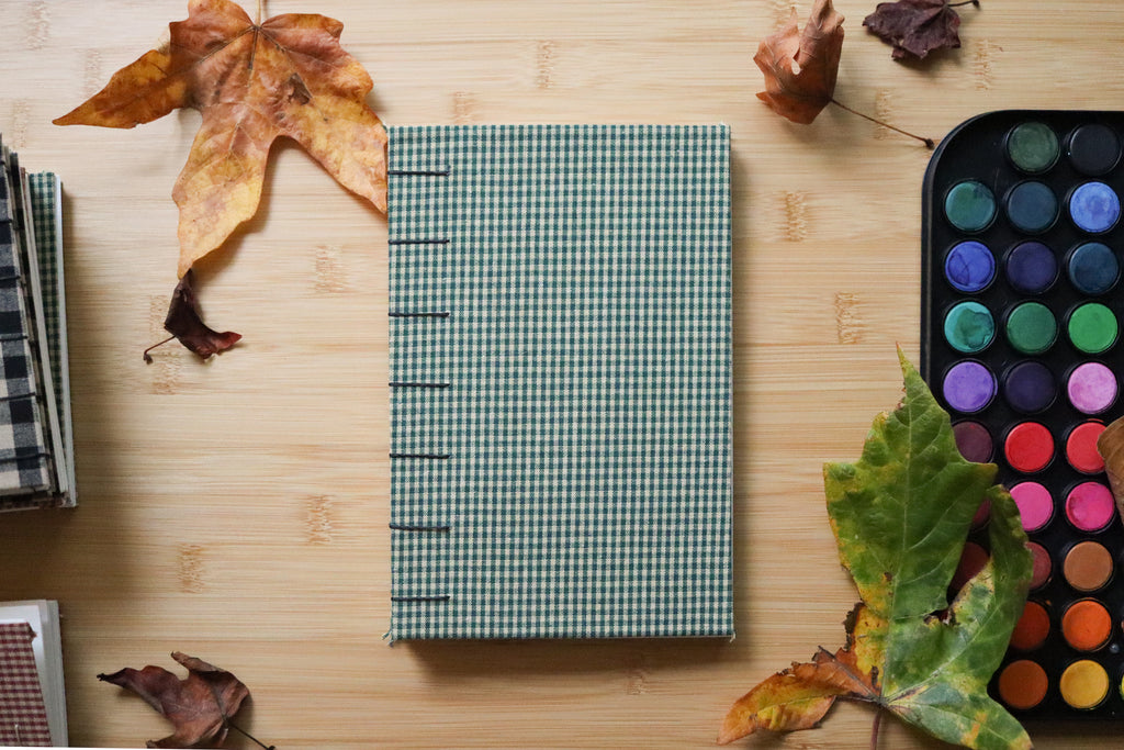 Sketchbook No. 5 – 6x9" Handmade Watercolor Sketchbook, Fall Plaid Collection