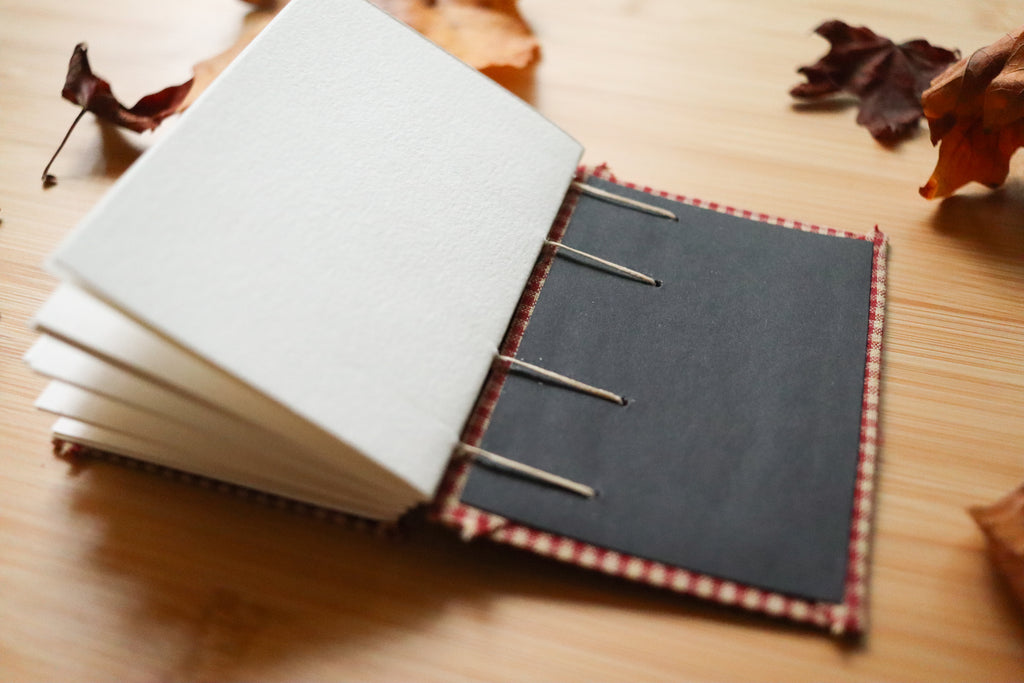 Sketchbook No. 6 – 3x4.5" Handmade Watercolor Sketchbook, Fall Plaid Collection