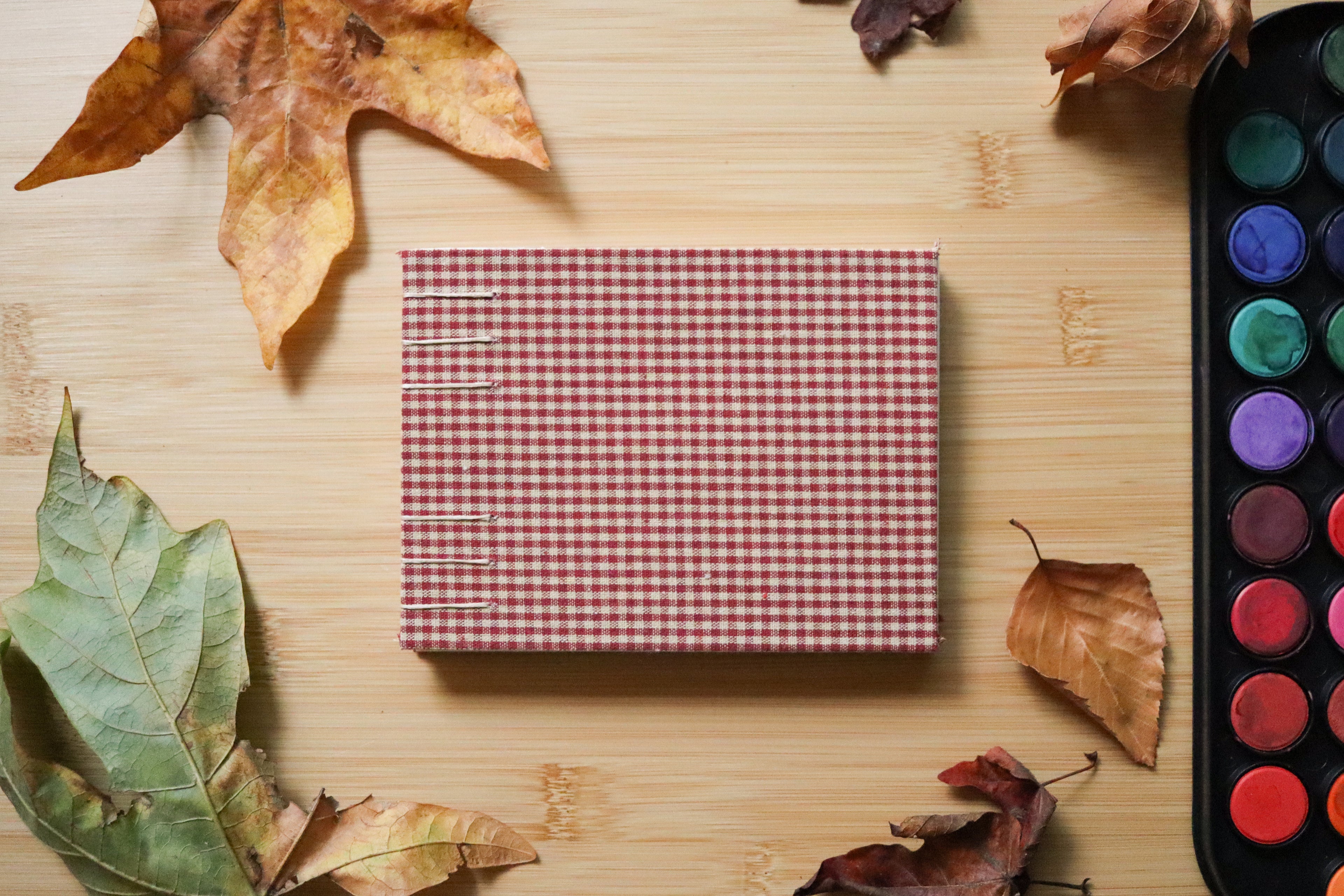 Sketchbook No. 8 – 6x4.5" Handmade Watercolor Sketchbook, Fall Plaid Collection